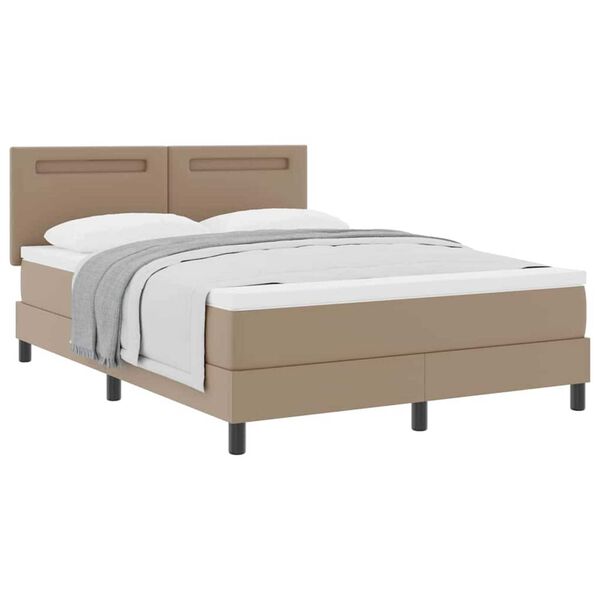 vidaXL Κρεβάτι με Στρώμα Καπουτσίνο 140 x 200 cm Τεχνητό δέρμα