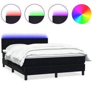 vidaXL &Kappa;&rho;&epsilon;&beta;ά&tau;&iota; Boxspring &mu;&epsilon; &Sigma;&tau;&rho;ώ&mu;&alpha; & LED &Mu;&alpha;ύ&rho;&omicron; 160x210 &epsilon;&kappa;. &Beta;&epsilon;&lambda;&omicron;ύ&delta;&iota;&nu;&omicron;