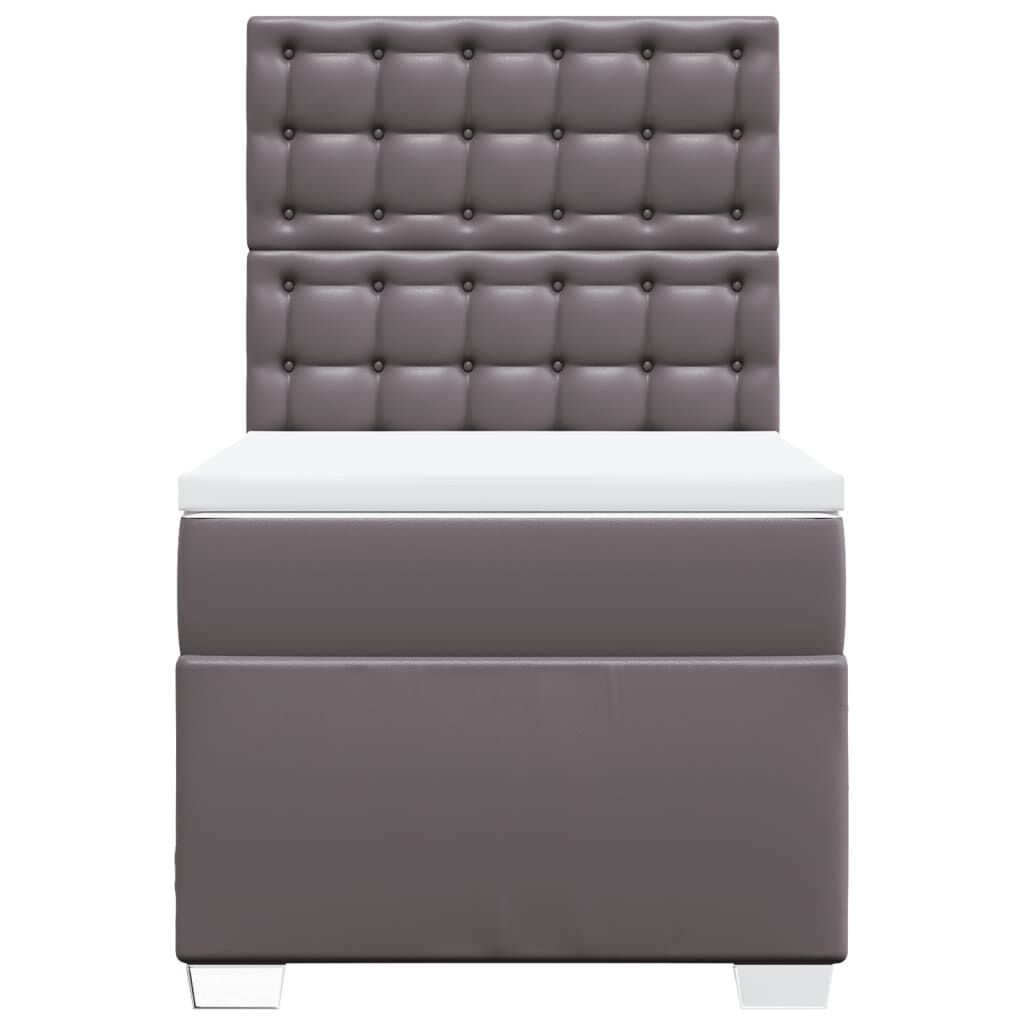 vidaXL Κρεβάτι Boxspring με Στρώμα Γκρι 80 x 200 εκ. Συνθετικό Δέρμα