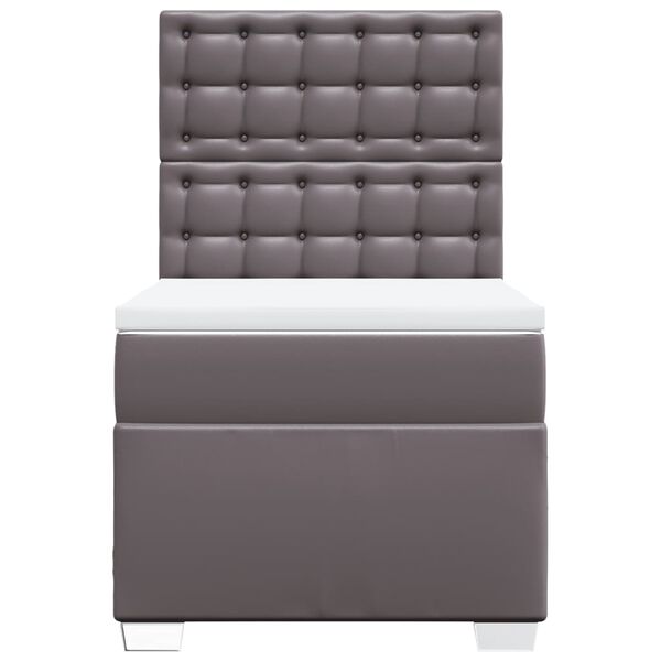 vidaXL Κρεβάτι Boxspring με Στρώμα Γκρι 80 x 200 εκ. Συνθετικό Δέρμα