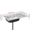 vidaXL Νεροχύτης + Ποδιά Σετ Ασημί 800x600x155 χιλ. Ανοξείδωτο Ατσάλι