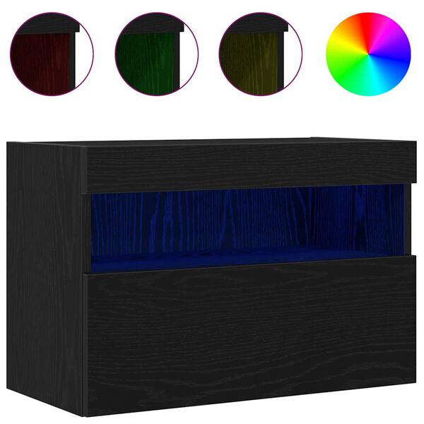 vidaXL Ντουλάπι Τηλεόρασης Τοίχου Μαύρη δρυς 60 x 30 x 40 εκ.