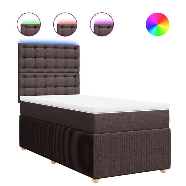 vidaXL Κρεβάτι Boxspring με Στρώμα Σκούρο Καφέ 80x200 εκ. Υφασμάτινο