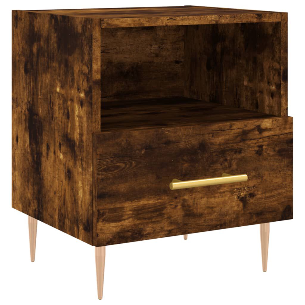 vidaXL Κομοδίνα 2 τεμ. Καπνιστή Δρυς 40 x 35 x 47,5 εκ. Επεξεργ. Ξύλο