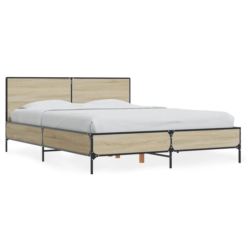 vidaXL Πλαίσιο Κρεβατιού Sonoma Δρυς 120x200 εκ. Επεξ. Ξύλο & Μέταλλο