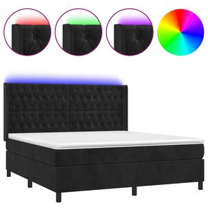 vidaXL &Kappa;&rho;&epsilon;&beta;ά&tau;&iota; Boxspring &mu;&epsilon; &Sigma;&tau;&rho;ώ&mu;&alpha; & LED &Mu;&alpha;ύ&rho;&omicron; 180x200 &epsilon;&kappa;. &Beta;&epsilon;&lambda;&omicron;ύ&delta;&iota;&nu;&omicron;