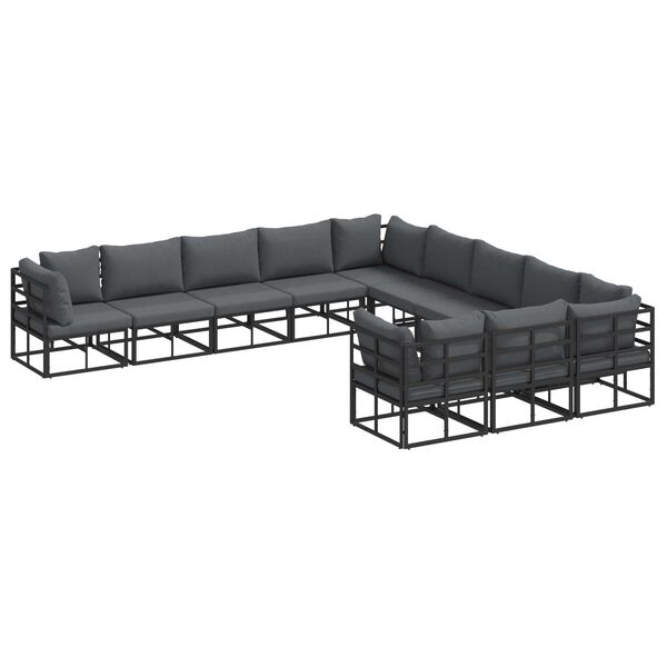 vidaXL Σετ Καναπέ Κήπου 11 pcs Μαύρο 70 x 70 x 32 εκ Αλουμίνιο