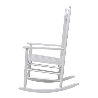 vidaXL Πολυθρόνα Κουνιστή με Καμπυλωτό Κάθισμα Λευκή Ξύλινη