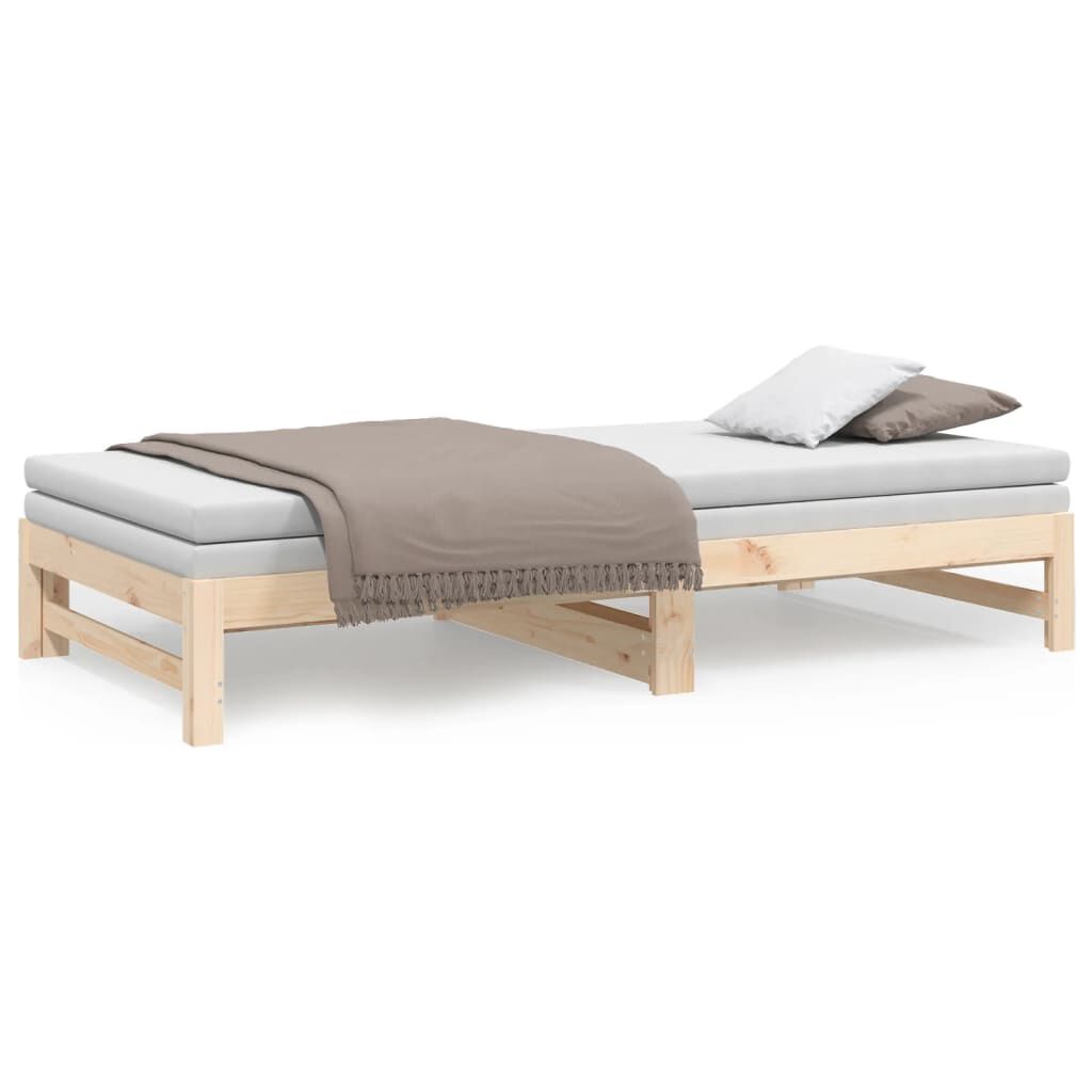 vidaXL Καναπές Κρεβάτι Συρόμενος 2x(100x200) εκ. από Μασίφ Ξύλο Πεύκου