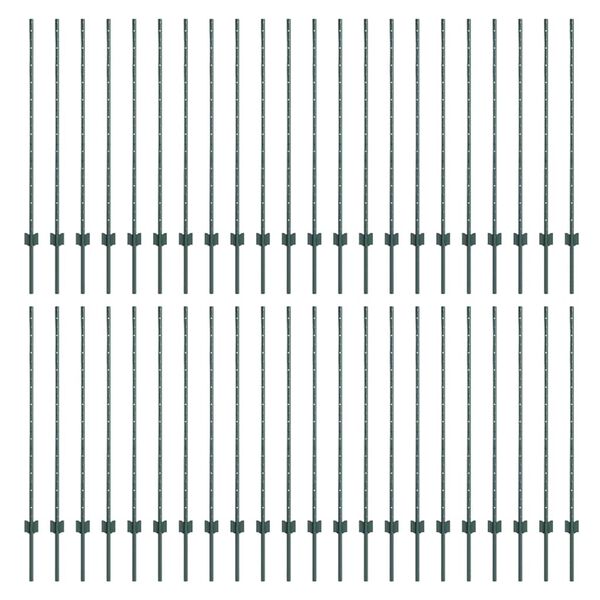 vidaXL Πό posts φράχτη 44 pcs Πράσινο 160 cm Ατσάλι
