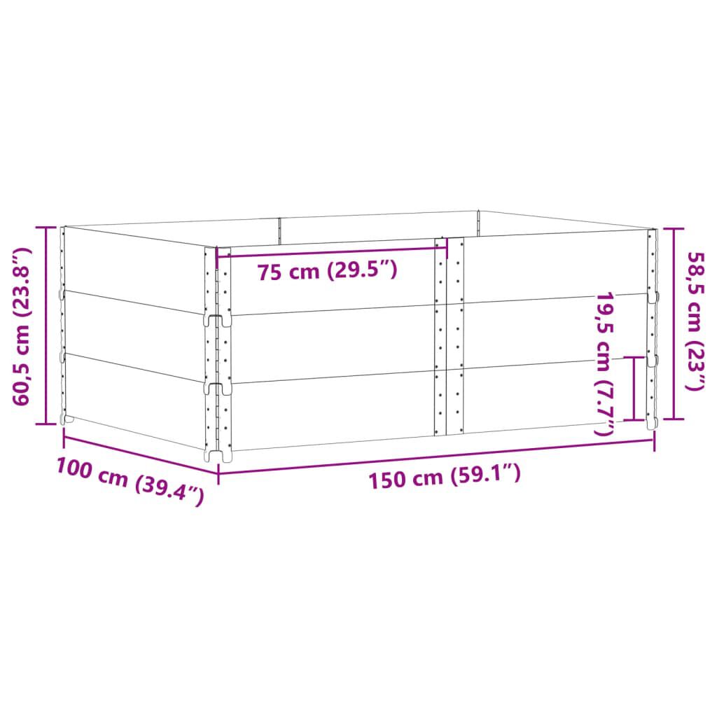vidaXL Κολάρα Παλέτας 3 τεμ. 150x100 εκ. από Μασίφ Ξύλο Πεύκου