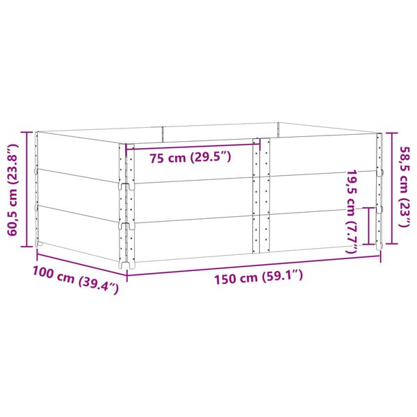 vidaXL Κολάρα Παλέτας 3 τεμ. 150x100 εκ. από Μασίφ Ξύλο Πεύκου