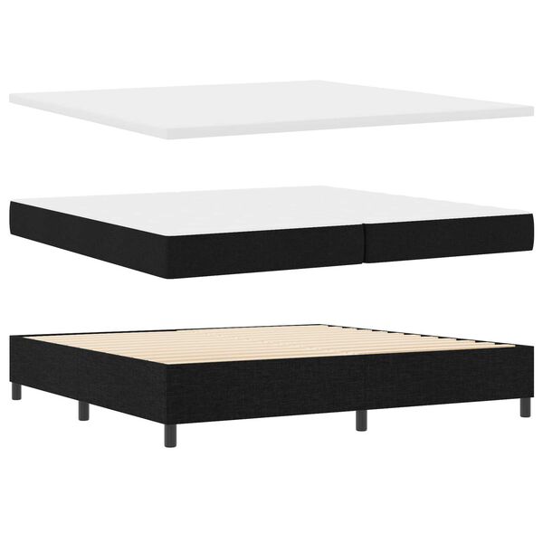 vidaXL Κρεβάτι Box Spring με Στρώμα & LED Μαύρο 200x200 εκ Ύφασμα