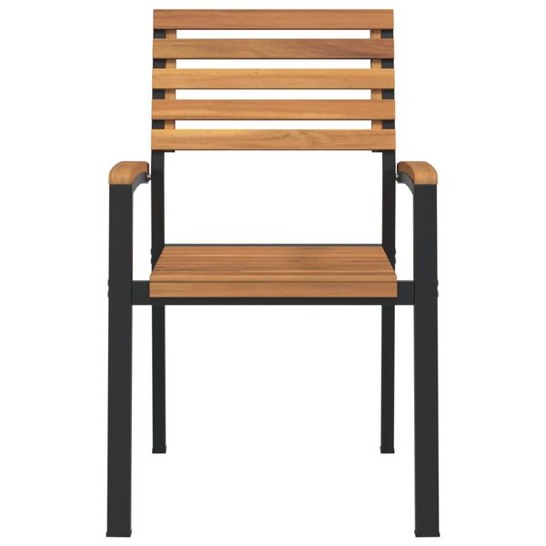 vidaXL Καρέκλες Κήπου Στοιβαζόμενες 4 τεμ. Μασίφ Ακακία & Μέταλλο