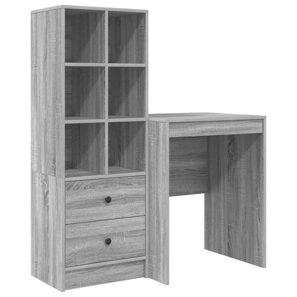 vidaXL Γραφείο με αποθηκευτικό χώρο 2 pcs Γκρι sonoma 60 x 50 x 76 εκ.