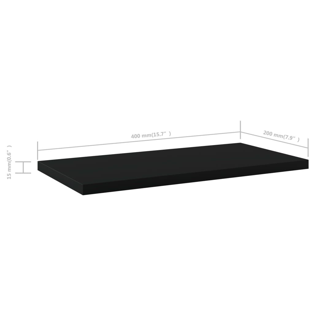 vidaXL Ράφια Βιβλιοθήκης 8 τεμ. Μαύρα 40x20x1,5 εκ. από Μοριοσανίδα