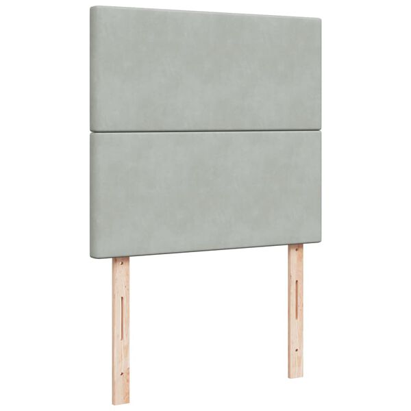 vidaXL Κρεβάτι Boxspring με Στρώμα Ανοιχτό Γκρι 90x200 εκ. Βελούδινο