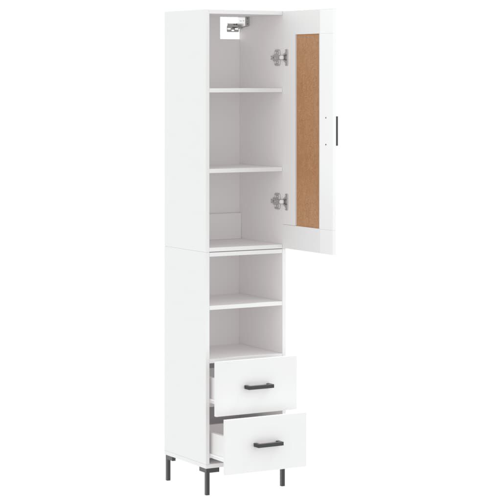vidaXL Ντουλάπι Γυαλ. Λευκό 34,5 x 34 x 180 εκ. από Επεξεργασμένο Ξύλο