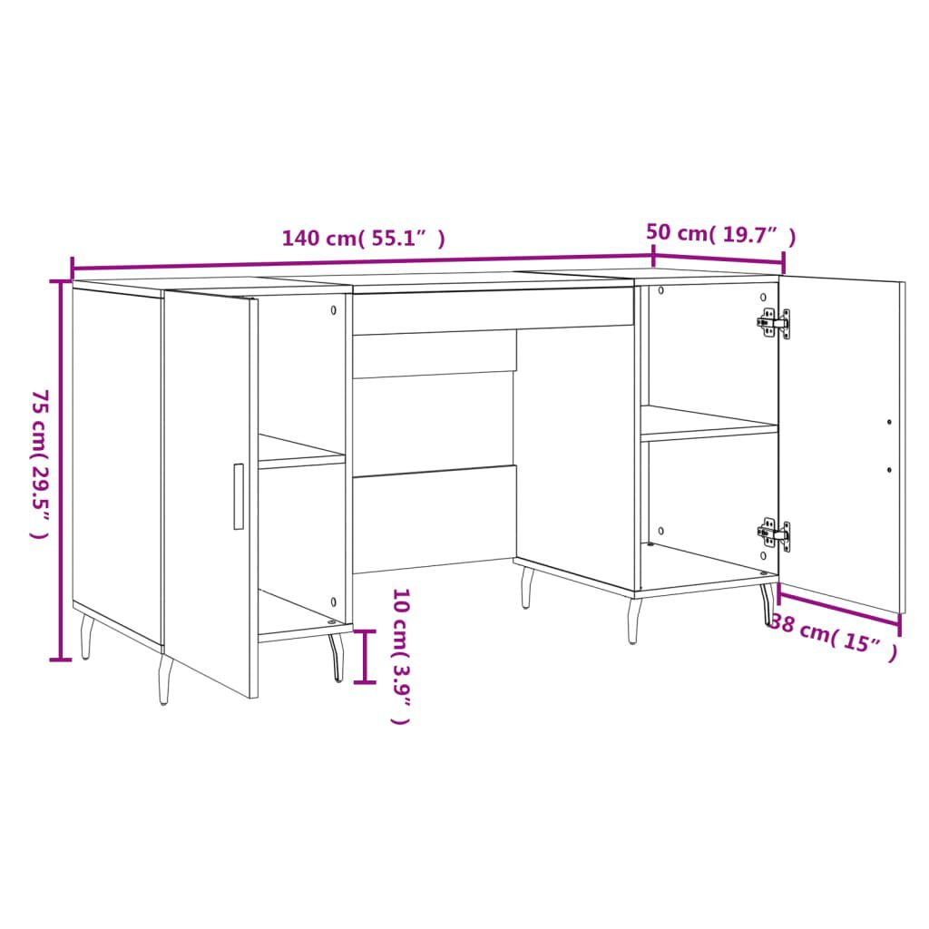 vidaXL Γραφείο Γυαλιστερό Λευκό 140x50x75 εκ. Επεξεργασμένο Ξύλο