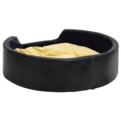 vidaXL Κρεβάτι Σκύλου Μαύρο/Κίτρινο 99x89x21 εκ. Βελουτέ/Συνθ. Δέρμα