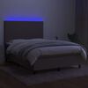 vidaXL &Kappa;&rho;&epsilon;&beta;ά&tau;&iota; Boxspring &mu;&epsilon; &Sigma;&tau;&rho;ώ&mu;&alpha; & LED Taupe 140x200 &epsilon;&kappa;. &Upsilon;&phi;&alpha;&sigma;&mu;ά&tau;&iota;&nu;&omicron;