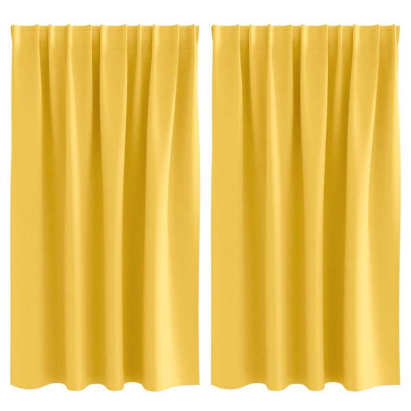 vidaXL Κουρτίνες με κουρτίνες 2 pcs κίτρινο μουσταρδί Πολυεστέρας