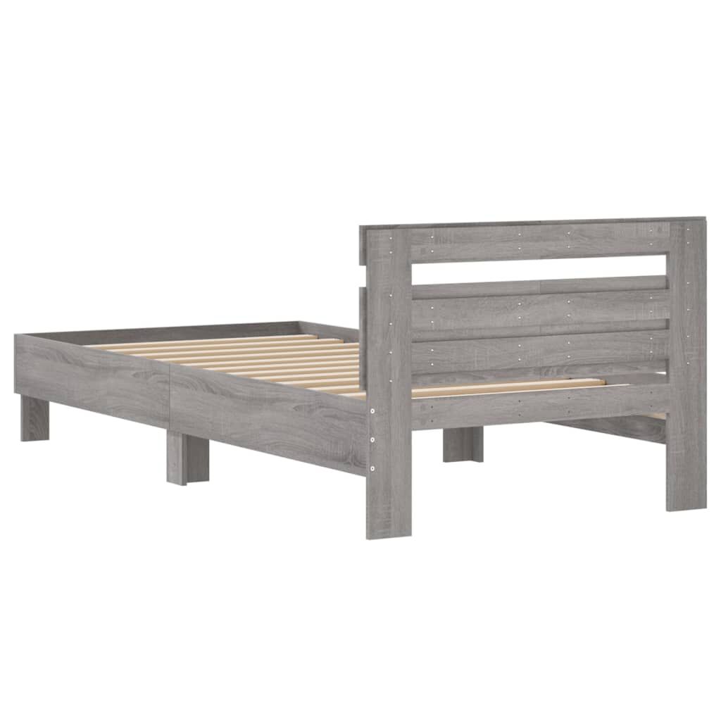 vidaXL Πλαίσιο Κρεβατιού με Κεφαλάρι Γκρι Sonoma 100x200εκ. Επεξ. Ξύλο