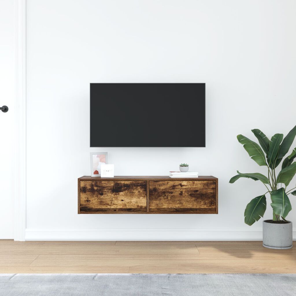 vidaXL Ντουλάπι τηλεόρασης Καπνιστό Δρύινο 100x31x25,5 εκ Επεξεργασμένο ξύλο