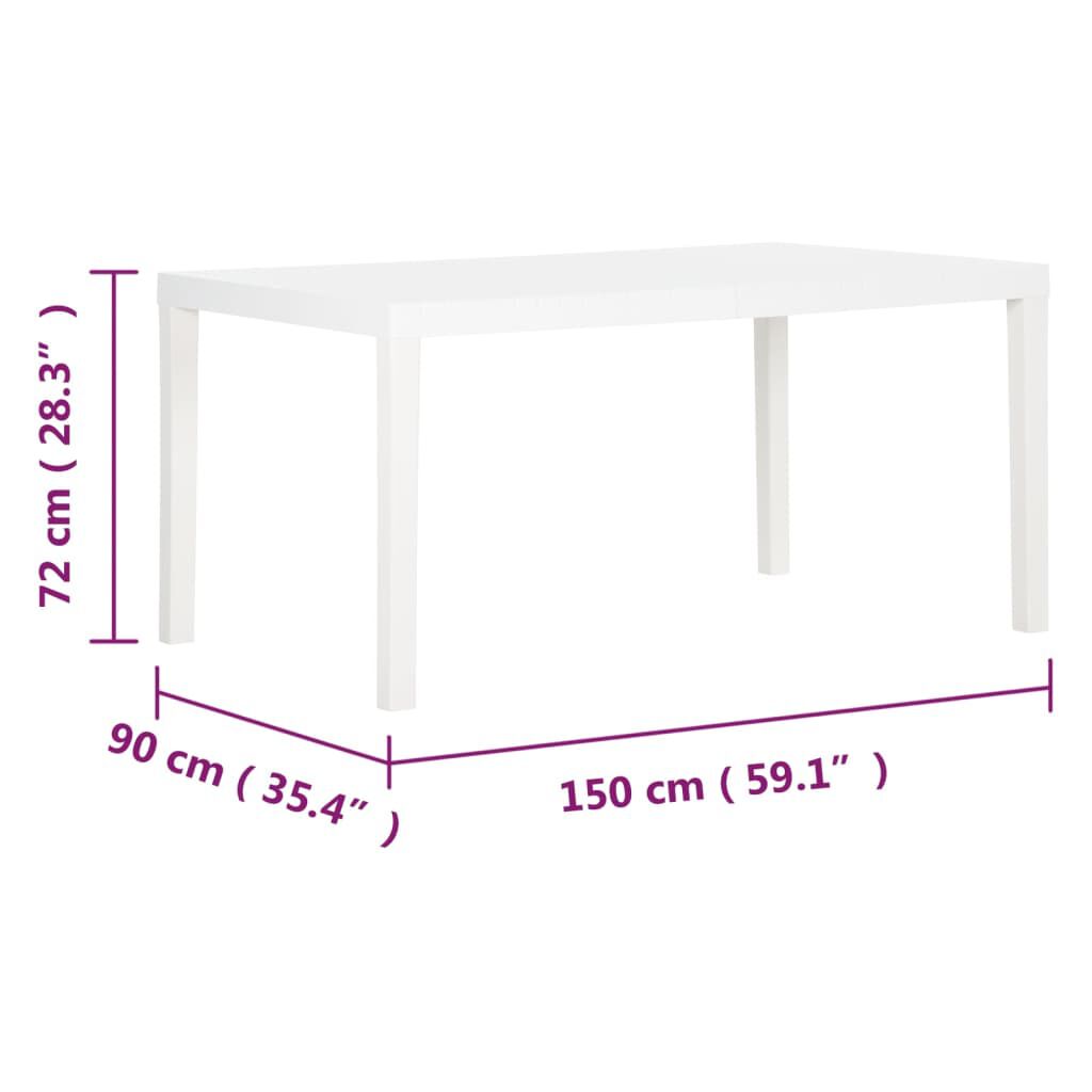 vidaXL Τραπέζι Κήπου Λευκό 150 x 90 x 72 εκ. από Πολυπροπυλένιο