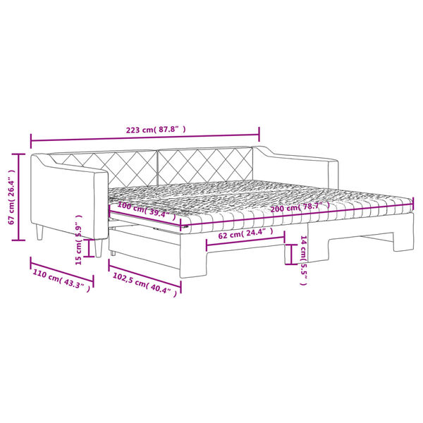 vidaXL Καναπές Κρεβάτι Συρόμενος Taupe 100x200εκ. Υφασμάτινος Στρώματα