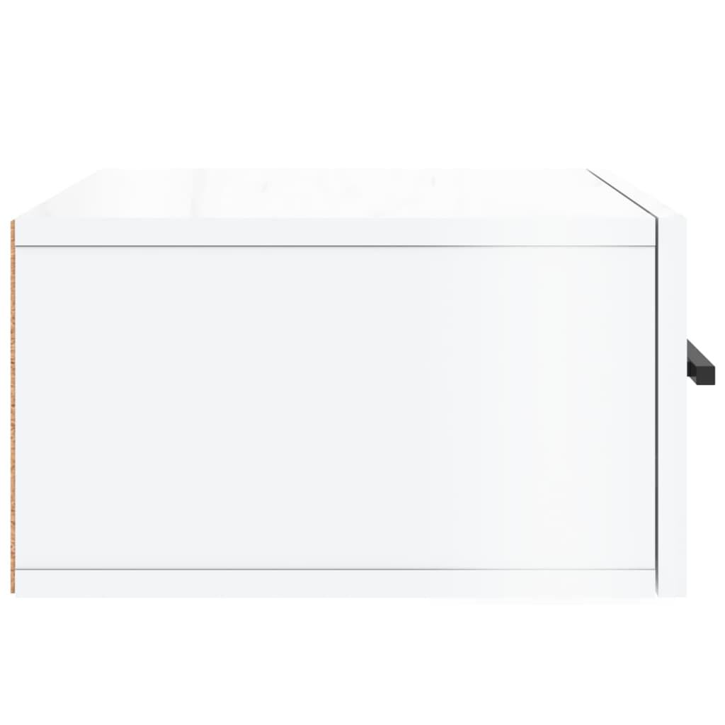 vidaXL Κομοδίνο Επιτοίχιο Γυαλιστερό Λευκό 35 x 35 x 20 εκ.