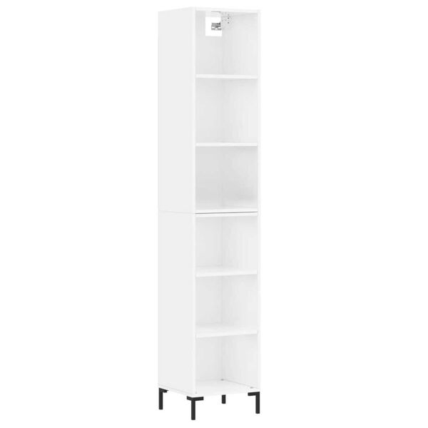 vidaXL Ραφιέρα Γυαλιστερό Λευκό 34,5x32,5x180 εκ. Επεξεργασμένο Ξύλο