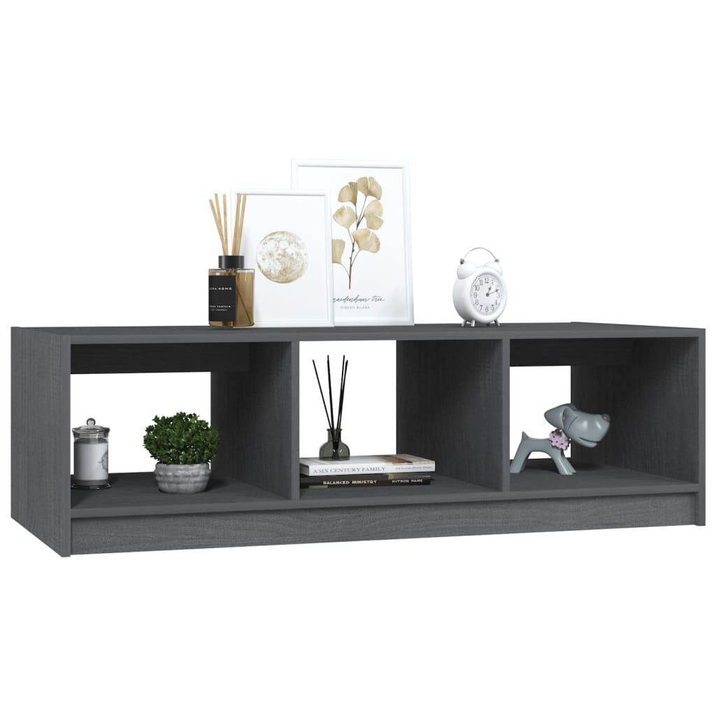 vidaXL Τραπεζάκι Σαλονιού Γκρι 110 x 50 x 34 εκ. από Μασίφ Ξύλο Πεύκου