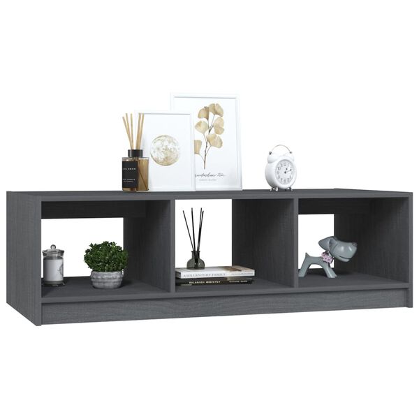 vidaXL Τραπεζάκι Σαλονιού Γκρι 110 x 50 x 34 εκ. από Μασίφ Ξύλο Πεύκου