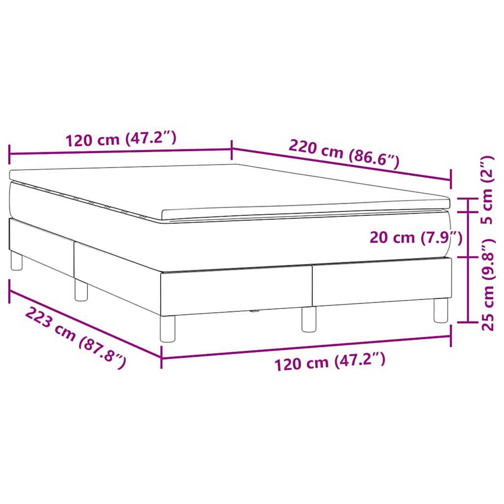 vidaXL Box Spring κρεβάτι με στρώμα ροζ 120x220 cm Βελούδινο