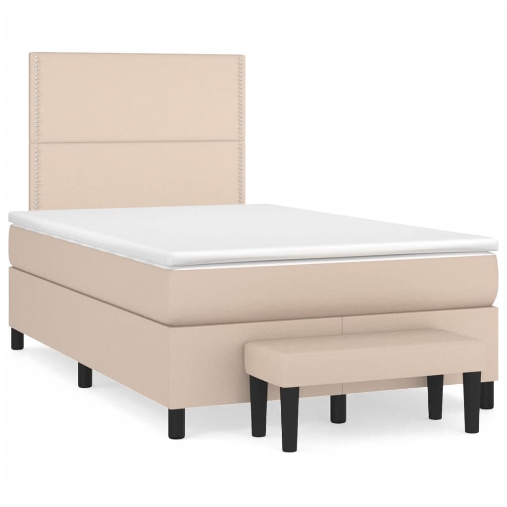 vidaXL Κρεβάτι Boxspring με Στρώμα Καπουτσίνο 120x190εκ.από Συνθ.Δέρμα