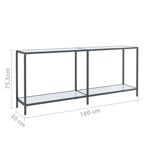vidaXL Τραπέζι Κονσόλα Λευκό 180 x 35 x 75,5 εκ. από Ψημένο Γυαλί
