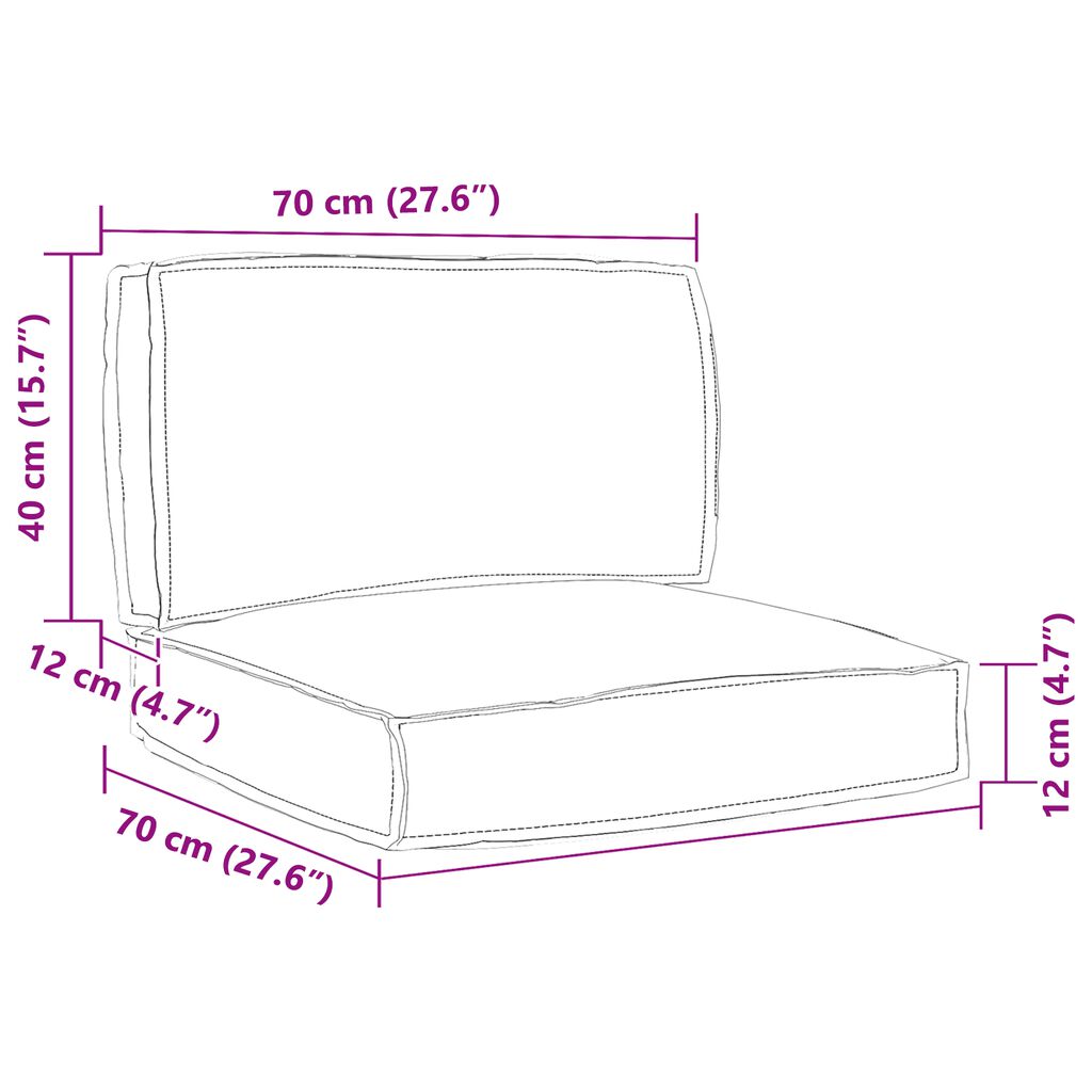 vidaXL Σετ Μαξιλαριών Πάγου Floral 2 pcs Μοτίβο φύλλων 70 x 70 x 12 cm
