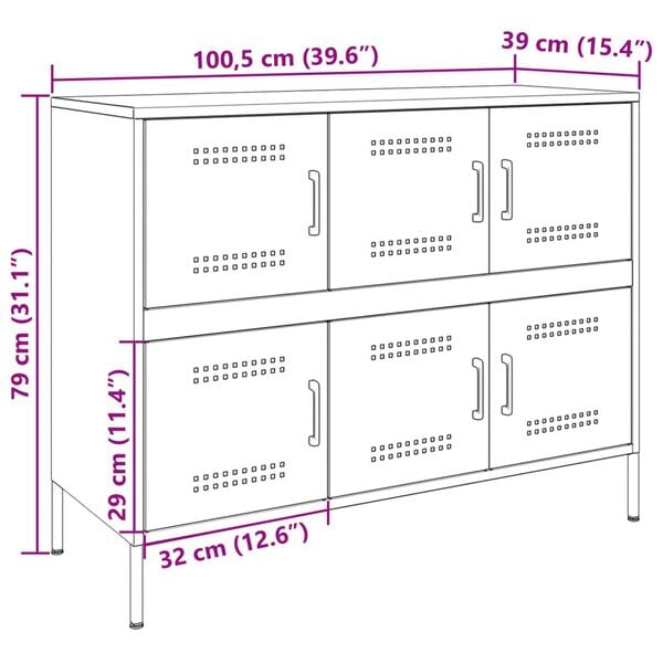 vidaXL Ντουλάπι Πράσινο Λαδί 100,5x39x79 εκ. από Ατσάλι