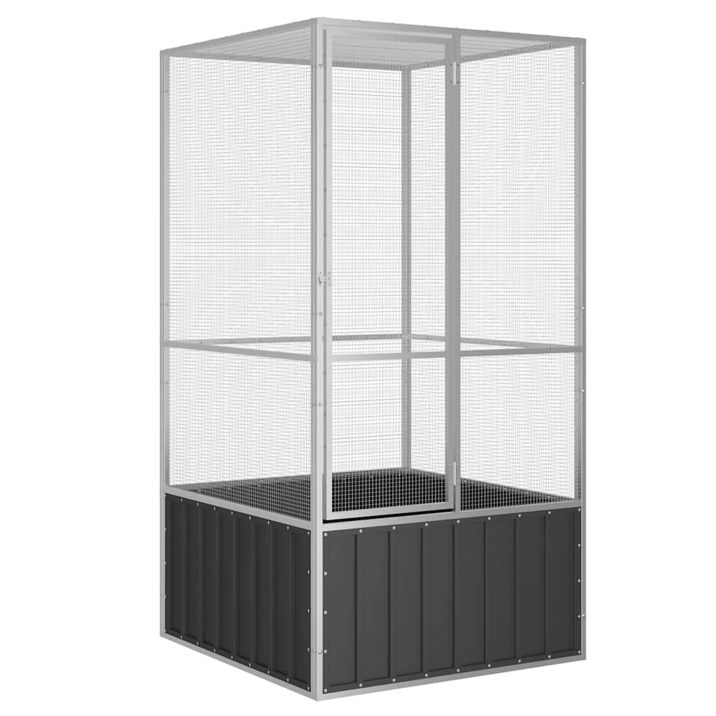 vidaXL Κλουβί Πουλιών Ανθρακί 111x107x211,5 εκ από Γαλβανισμένο Χάλυβα