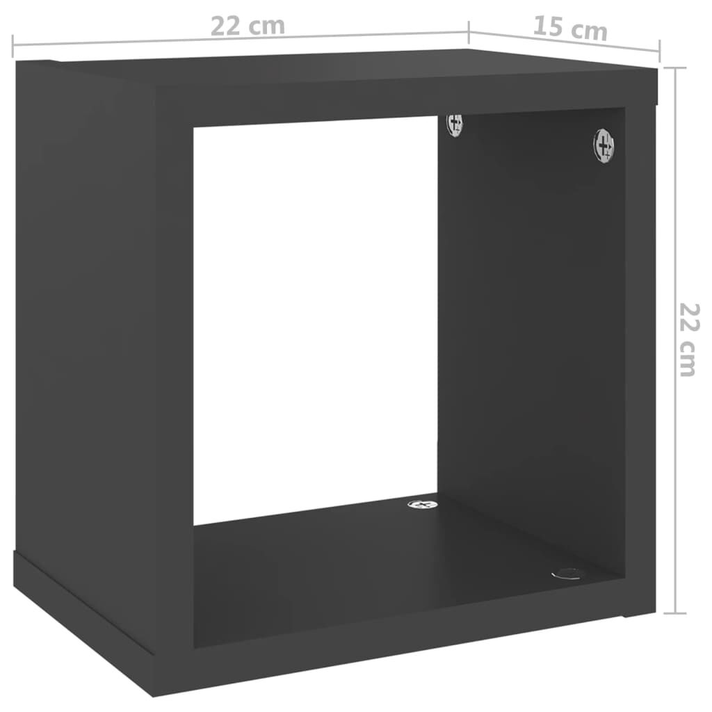 vidaXL Ράφια Κύβοι Τοίχου 6 τεμ. Γκρι 22 x 15 x 22 εκ.