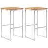 vidaXL Σκαμπό Μπαρ 2 τεμ. από Μασίφ Ξύλο Teak/Ανοξείδωτο Ατσάλι