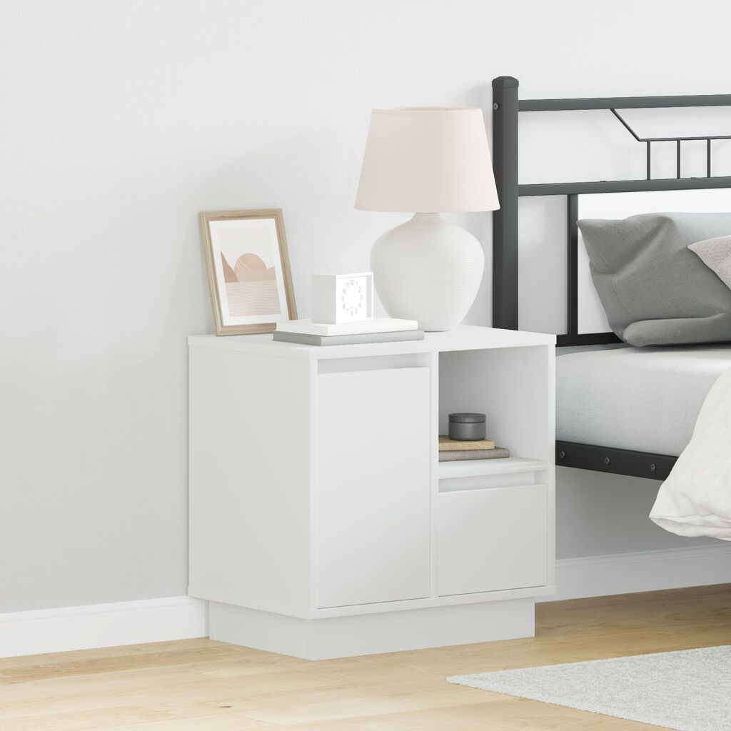 vidaXL Κομοδίνο με 2 pcs Λευκό 50 x 34.5 x 50 εκ. Επεξεργασμένο ξύλο