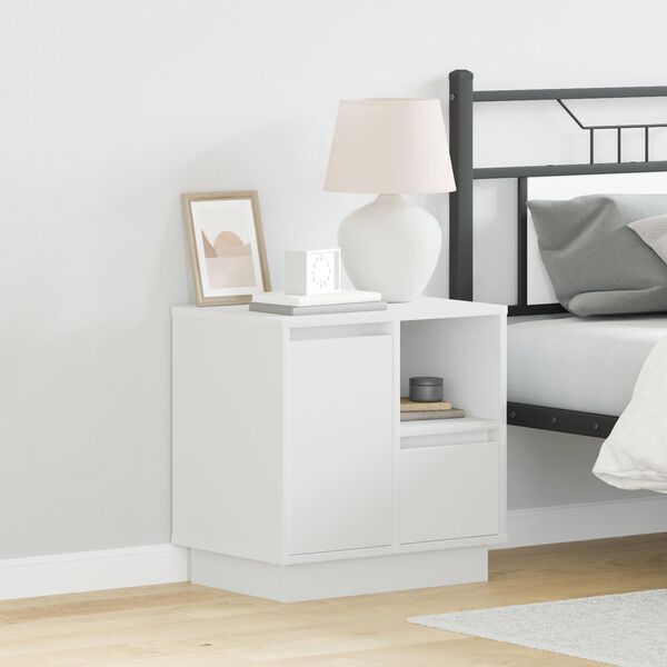 vidaXL Κομοδίνο με 2 pcs Λευκό 50 x 34.5 x 50 εκ. Επεξεργασμένο ξύλο