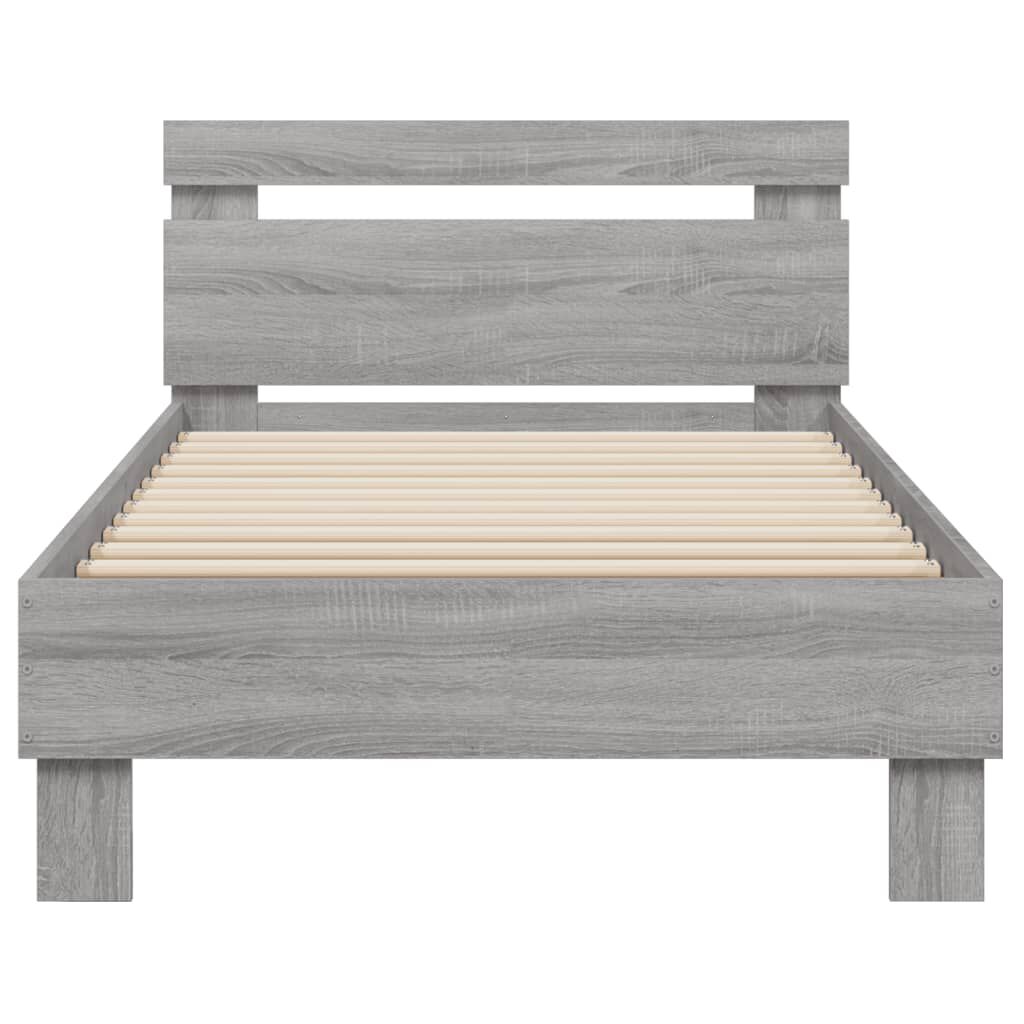 vidaXL Πλαίσιο Κρεβατιού με Κεφαλάρι Γκρι Sonoma 75x190 εκ. Επεξ. Ξύλο