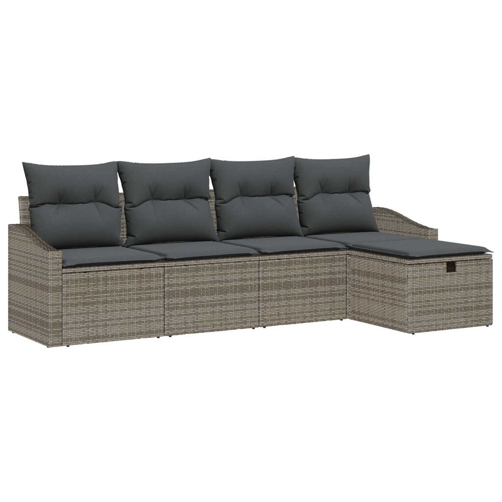 vidaXL Σετ Καναπέ Κήπου 5 pcs Γκρι 233 x 117 x 85 εκ Πολυ ράταν