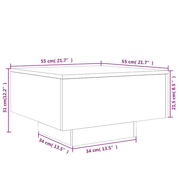 vidaXL Τραπεζάκι Σαλονιού Μαύρο 55x55x31 εκ. από Επεξεργασμένο Ξύλο