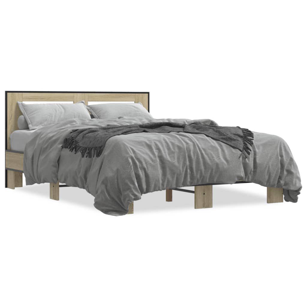 vidaXL Πλαίσιο Κρεβατιού Sonoma Δρυς 120x200 εκ. Επεξ. Ξύλο & Μέταλλο