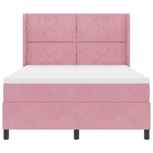 vidaXL Κρεβάτι με ελατήρια με κεφαλάρι Ροζ 160 x 200 cm Βελούδο