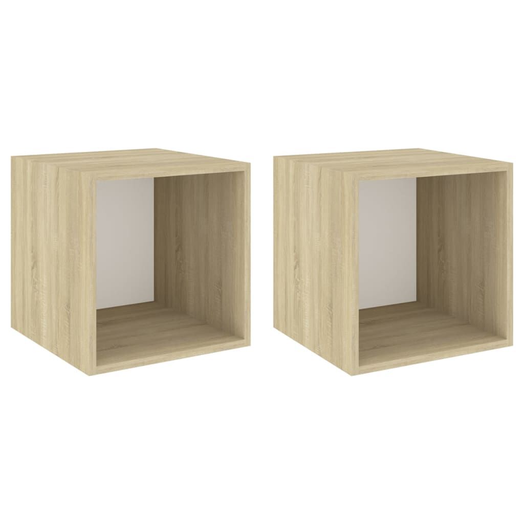 vidaXL Ντουλάπια Τοίχου 2 τεμ. Λευκά / Δρυς 37x37x37εκ. από Επεξ. Ξύλο